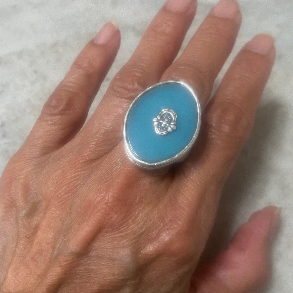 Rare Vintage Silpada Sterling Silver Blue Amazonite Ring Size 7.5